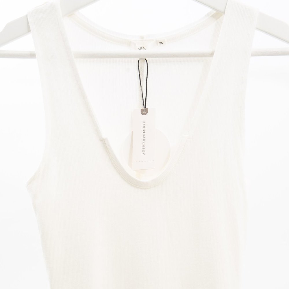 NIA White Ribbed Tank Top - Picture 3 of 3